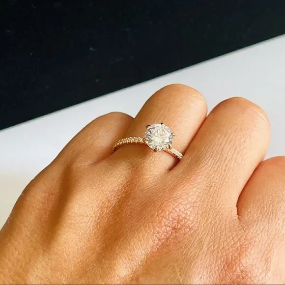 1.5CT Pave Ring Cubic Zirconia Rose Gold Plated size 7 - Picture 6 of 6